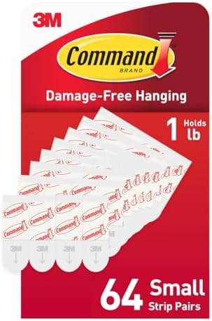Command Indoor Small Replacement Strips, 64 Strips, Damage-Free W...