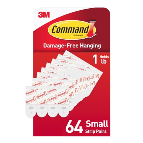 Command Indoor Small Replacement Strips, 64 Strips, Damage-Free Wall Hanging,