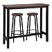 Produktbild WOLTU BT17dc+BH237dc-2 1xBartisch + 2xBarhocker Stehtisch Esstisch Bistrotisch Bartheke Tresentisch Metallgestell MDF Dunkelbuche 120x40x100cm(BxTxH)
