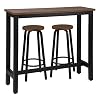 WOLTU 1 Bartafel + 2 Krukken Industriële,Bistrotafel met Bistrokruk in spaanplaat en staal,Donkerebeuken BT17dc+BH237dc…