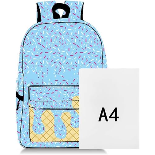 Ice Cream Backpack for Boys Girls, Ice Cream Drip Backpacks, Cute Large Capacity Daypack Lightweight with Pockets for Daily (khaki)3