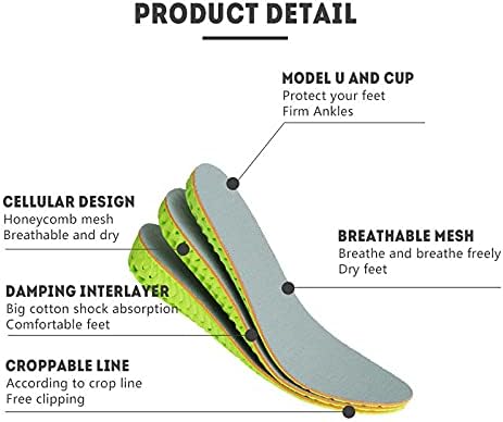 1.5cm 2.5cm 3.5cm Height Increase Insoles Honeycomb Shock Absorpti