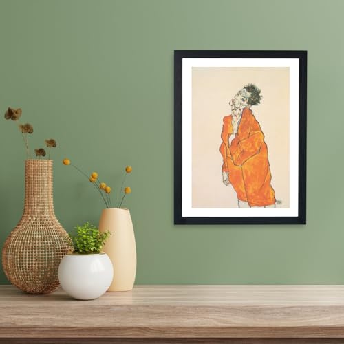 Affiche encadrée Egon Schiele Selbstin Oranger Jacke Medium