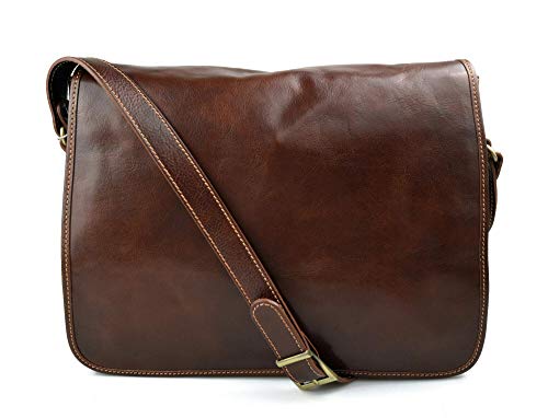 Maletín de piel marrón de alta calidad para hombre con diseño elegante tipo cartero