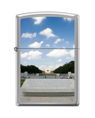 World War II Memorial Zippo Lighter - Brushed Chrome