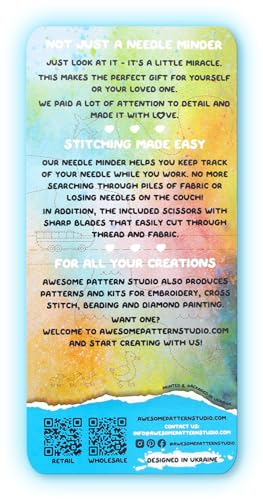 Image of Awesome Pattern Studio Needle Minder Set - Boston Magnetic Needle Minder + 2 Needle Threaders + Crane Scissors. Enamel Pin for Cross Stitch, Embroidery and Craft