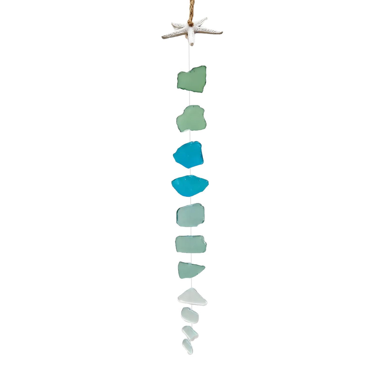 NVOQILIN Artistic Wind Chimes Colorful Sea Glass and Resins Starfishes Hanging Ornament Mom Women Friend Outdoor Hanging Wind Chimes
