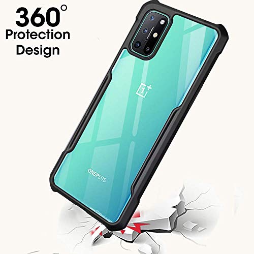 Image of WOW IMAGINE Shock Proof Clear Back Case Mobile Cover for 1+ OnePlus 8T (Hard | Hybrid PC + TPU | Full Armour Device & Camera Protection | Black)