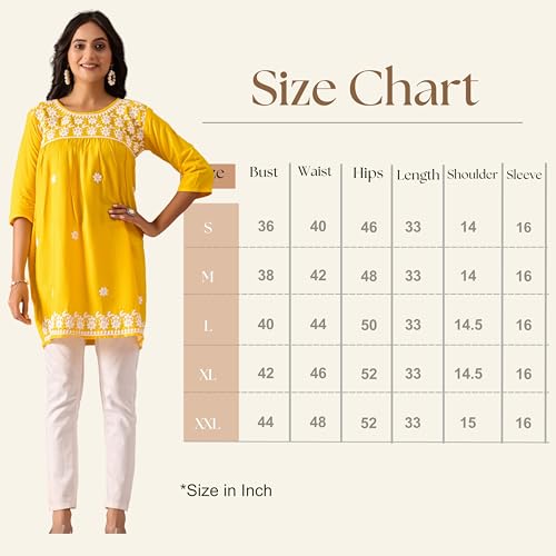 Image of Sidhidata Rayon Floral Embroidered Short Kurti | Short Anarkali Kurti for Girls | Women's Casual Sleeveless Printed Top | Tops for Women (Kurti Myra)