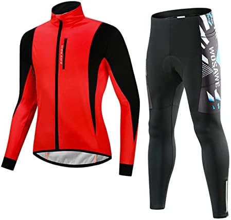 TiYuSFes Men's Cycling Jacket Set,Windbreaker Waterproof Running Gear Mountain Biking Plush Suitable For Winter(Size:XL,Color:Green-Blue)