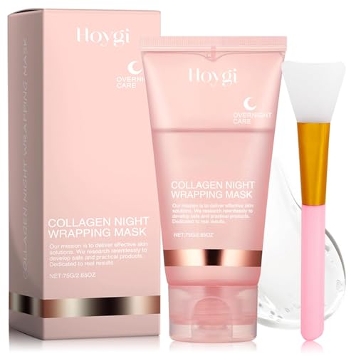 Collagen Night Wrapping Mask, Bio Collagen Real Deep Mask, Collagen Peel off Facial Mask, Máscara de Colágeno Overnight, para Hidratación, Antiarrugas, Limpieza
