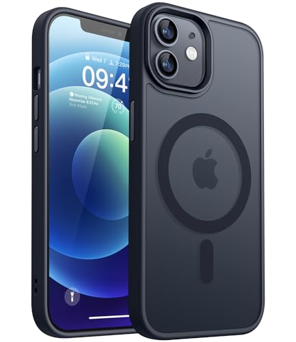 CANSHN Magnétique Mat Coque pour iPhone 12/12 Pro [Toucher Doux et Soyeux] Coque de Protection Antichoc Translucide pour iPhone 12/12 Pro 6.1 Pouces - Noir