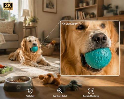 Caméras de sécurité d'intérieur 2K anti-angles morts avec vision nocturne et application smartphone - 6