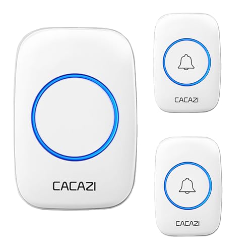 ワイヤレスドアチャイム インターホン 電池式受信機 工事不要 防水仕様 36種メロディ 4段階音量調節 玄関/介護用 (白(2T1))