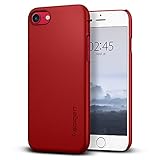 Spigen Thin Fit iPhone 8 / iPhone 7 Case with Premium Matte Finish Coating and QNMP Compatible for Apple iPhone 8 (2017) / iPhone 7 (2016) - Red