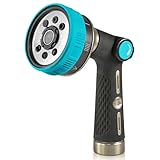 RAINPOINT 8-Funktionen Metall Gartenbrause, Einstellbarer Wasserdurchfluss Garten Handbrause (Blau)