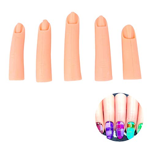 5Pcs Fake Finger Practice Model for Manicure Nail Art Training, Manicure Practice Silicone Fake Fingers Training for Acrylic, Gel and Nail Art Tool