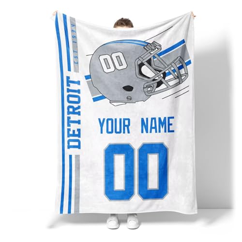 Image of Detroit Throw Blanket Custom Name and Number Personalized Gifts for Men and Women
