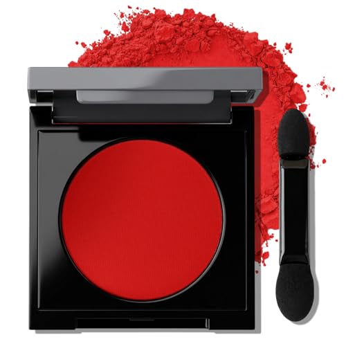 Erinde Bright Red Single Eyeshadow Makeup with Mirror High Pigment Matte Eye Shadow Lightweight Blendable Waterproof Eye Shadow Palette Sombra Para Ojos A03 Fire Red