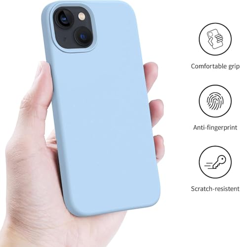 Image of DIZORO Microfiber Candy Case Compatible for iPhone 13 / iPhone 14 6.1 Inch Shockproof Slim Back Cover Liquid Silicone Case - ICE Blue