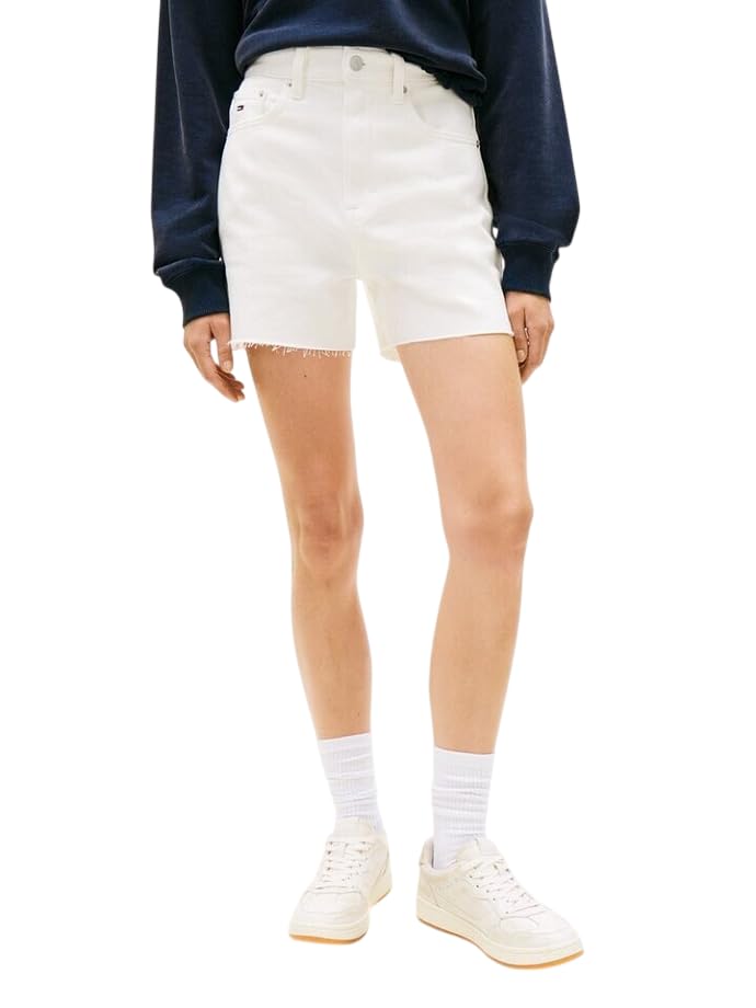 Short Mom Tommy Jeans Bj4199 en denim blanc taille 30W pour femme