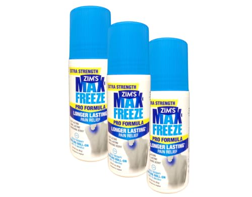 Zim's Max Freeze Pro Formula Longer Lasting Pain Relief Cold Therapy Cooling Roll-On 3 Oz. (Pack of 3)