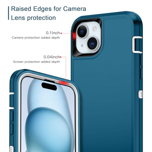 I-HONVA Capa para iPhone 15 Plus à prova de choque à prova de poeira/queda, 3 camadas, proteção tota