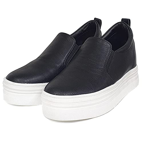 epdavin Women's Casual Leather Hidden Wedges Slip On Platform Sneakers Shoes4