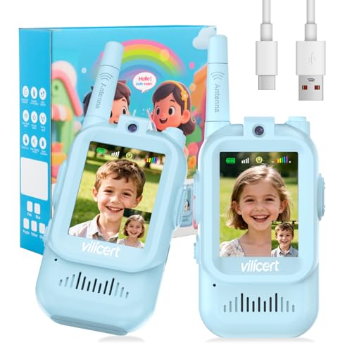 Image of Video Walkie Talkies with Real-Time Screen & Voice Changer, Rechargeable Long Range Radios for 3-12 Year Old Boys Girls, Christmas Birthday Gifts for Kids Indoor Outdoor Camping