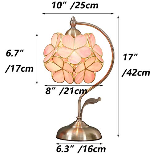 Bieye PETALTABLE L10732 Tiffany Style Stained Glass Flower Petal Table Lamp With Brass Base For Home Décor thumb #4
