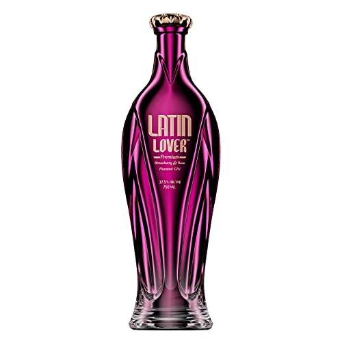 Latin Lover Gin de Fresa y Rosa 70cl – Aroma Dulce y Sabor Suave con Notas Florales y Frutales Delicadas