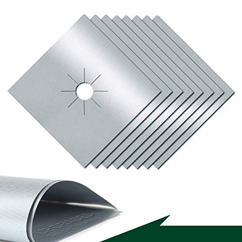 Stove Top Covers for Gas Burners, Stove Burner Covers Heat Resistant, Forsisco Reusable Gas Stove Burner Liners, Easy to Clean Stove Top Protectors Guard for Kitchen Gas Ranges (8pcs Silver) by Forsisco - Used condition - US$10.79