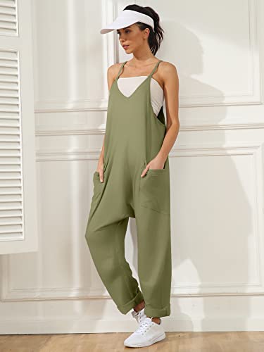 Automet Womens Jumpsuits Casual Spring Summer Fashion Clothes 2023 Comfy Rompers Sleeveless Loose Long Baggy Overalls Jumpers Pockets #TOP3