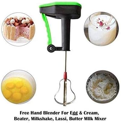 Kavid Manual Hand Blender/Mixer/Beater/Whipper with stainless steel blades Machine for Curd Lassi Maker , Cake Mixing , Egg Shake butter Milk Cream ( Multicolour).