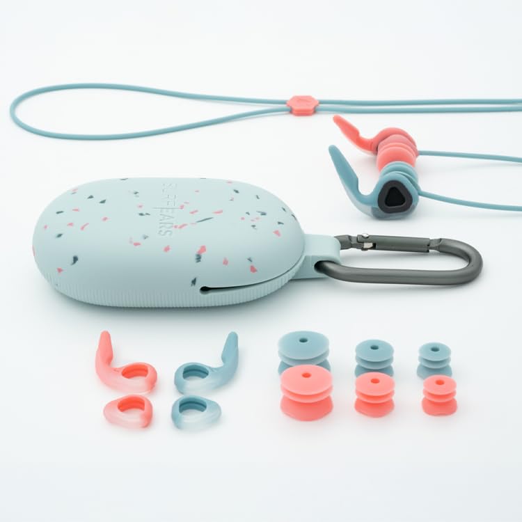 SurfEars 4.0 | Let Sound in - Keep Water Out (Coral/Sky One Size)