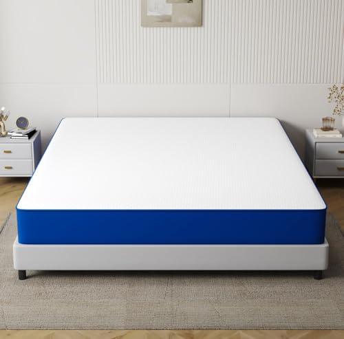 Colchón híbrido de tamaño matrimonial en una caja, espuma viscoelástica de felpa de 25 cm y muelles ensacados para una comodidad similar a una nube, alivio de la presión, funda hipoalergénica de 150 x
