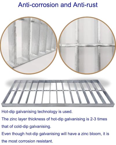 Image of Galvanized Steel Drain Grate, Driveway Channel Cover 20x8 in