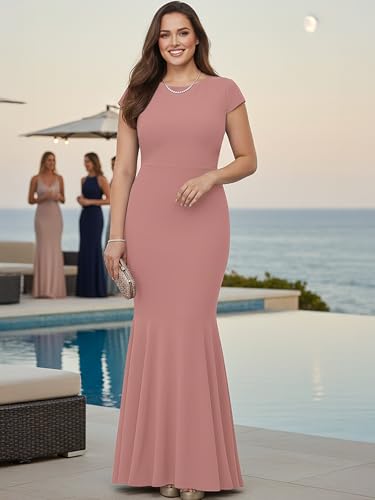 Image of KOH KOH Womens Long Cap Sleeve Fishtail Formal Evening Cocktail Maxi Dress
