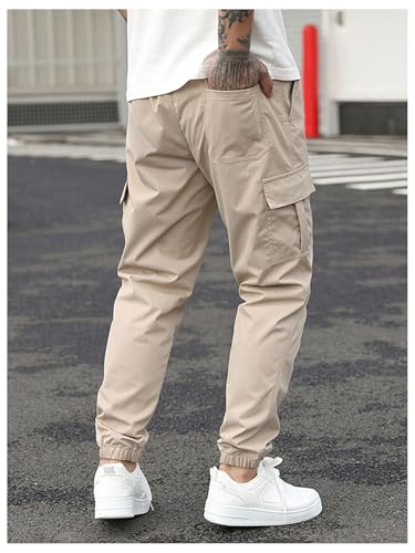 SOLY HUX Men's Cargo Pants Drawstring Waist Lightweight Outdoor Casual Joggers with Pockets3