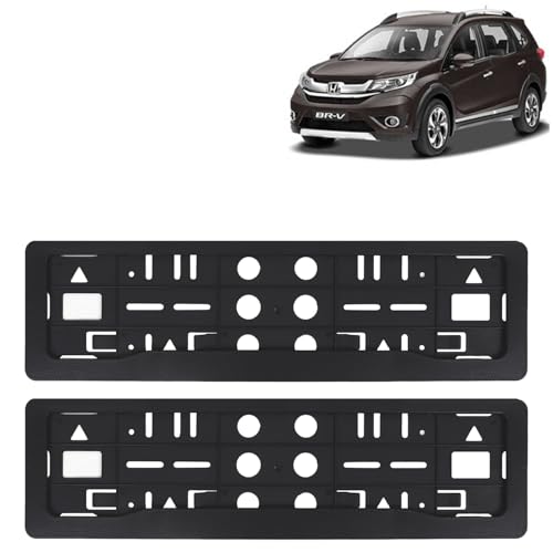 Image of KINGSWAY BRV Car Number Plate Frames for All 2016 to 2020 Models of Honda Car Registration Plate Holders, Black Licence Plate Covers (Front and Rear), Universal Size 51.5 x 14.5 cm