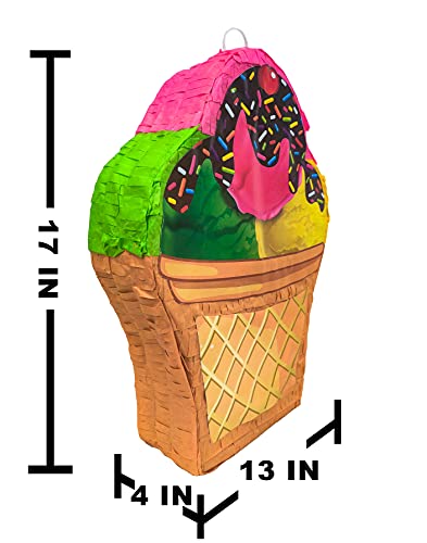 Piñata cône de glace multicolore, jeu pour anniversaire d'enfant - 5