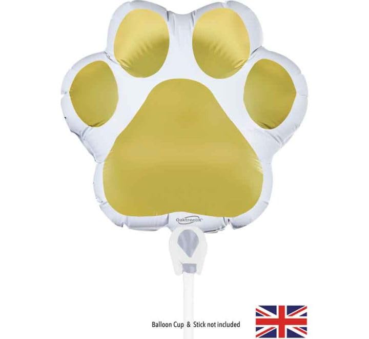 Oaktree Mini Shape 8" Paw Print White/Gold (For Air) Packaged