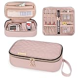 YARWO Diabetic Travel Case for Blood Glucose Monitor, Test Strips, Insulin Syringes, Diabetes Supplies Storage Bag with 2 Detachable and 1 Folding Pouches for Diabetic Care Kits, Dusty Rose (Bag Only)