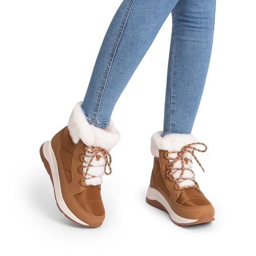 Image of DREAM PAIRS Women's Outdoor Winter Snow Boots | Women Winter Snow Boots, Faux Fur Waterproof Ankle Booties, Zaylee Ladies Slip Resistant Sole Comfortable Short Boots Outdoor