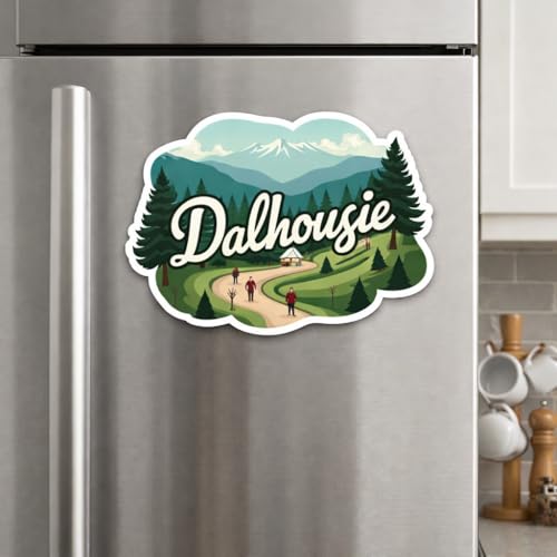 Image of Naxon Dalhousie Town Theme Souvenir Wooden Fridge Magnet | Snow Hills, Pine Forest & Colonial Town Design 3x3 Inch Refrigerator Magnet for Kitchen & Home Decor | Travel Gift from Dalhousie | Pack of 1