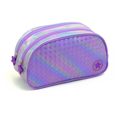 Estojo Escolar KIT Canoa Shine, Cores Sortidas, 02 Compartimentos com Ziper Reforçado - Ideal para Canetas, Lapis e Acessorios Escolares