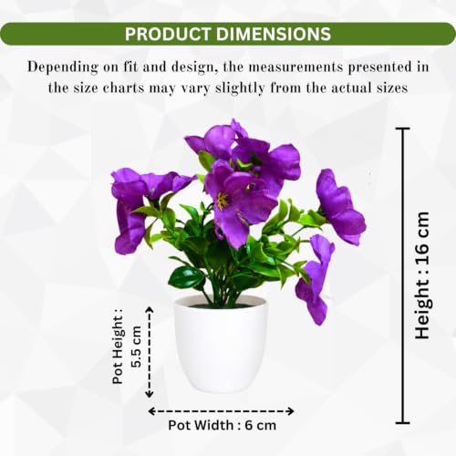 Image of fancymart Artificial Real Touch Flower Plant with Pot (Pack of 2), 16 cm Height, Decorative Faux Floral Plant for Home, Office, Living Room, Bedroom, Table & Shelf Decor