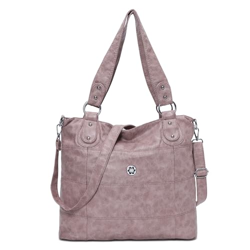 Image of Angel Kiss Hobo Shoulder Purses for Women Large Soft Washed PU Leather Stripe Crossbody Handbags