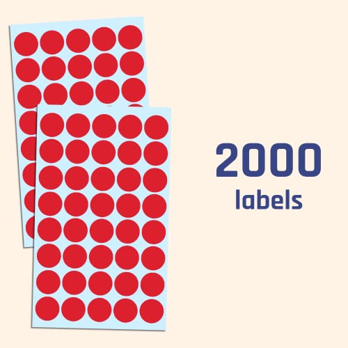 2000 Stück, 20mm Punktaufkleber Klebepunkte Aufkleber Etiketten Markierungspunkte Selbstklebende - Rot