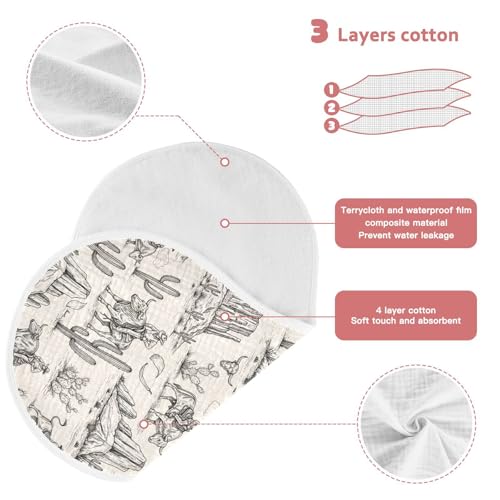 2 Pack Muslin Burp Cloths Western Cowboy Vintage Cotton Baby Burp Cloths Ultra Absorbent Burping Cloth Soft Spit Up Rags for Newborn Boys Girls, Large 22" x 11"3